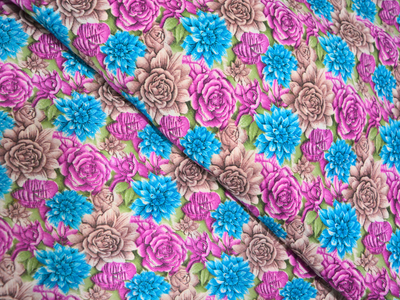 Multicolour Floral Digitally Printed Butter Crepe Fabric