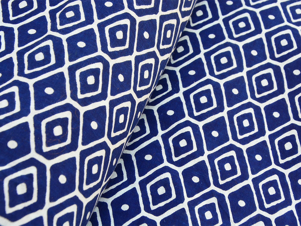 Blue Geometric Pattern Pure Mul Mul Cotton Fabrics