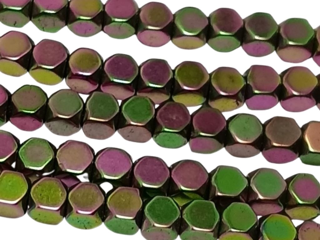 Multicolour Cubic Haemetite Metal Beads