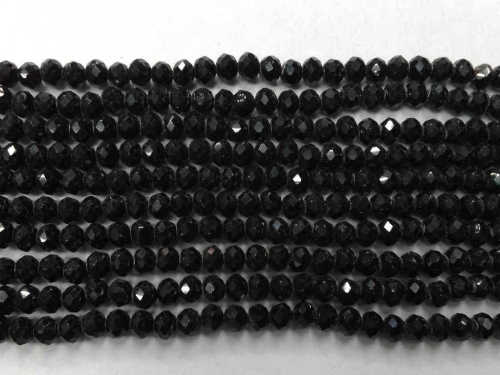 Black Opaque Tyre Crystal Glass Beads