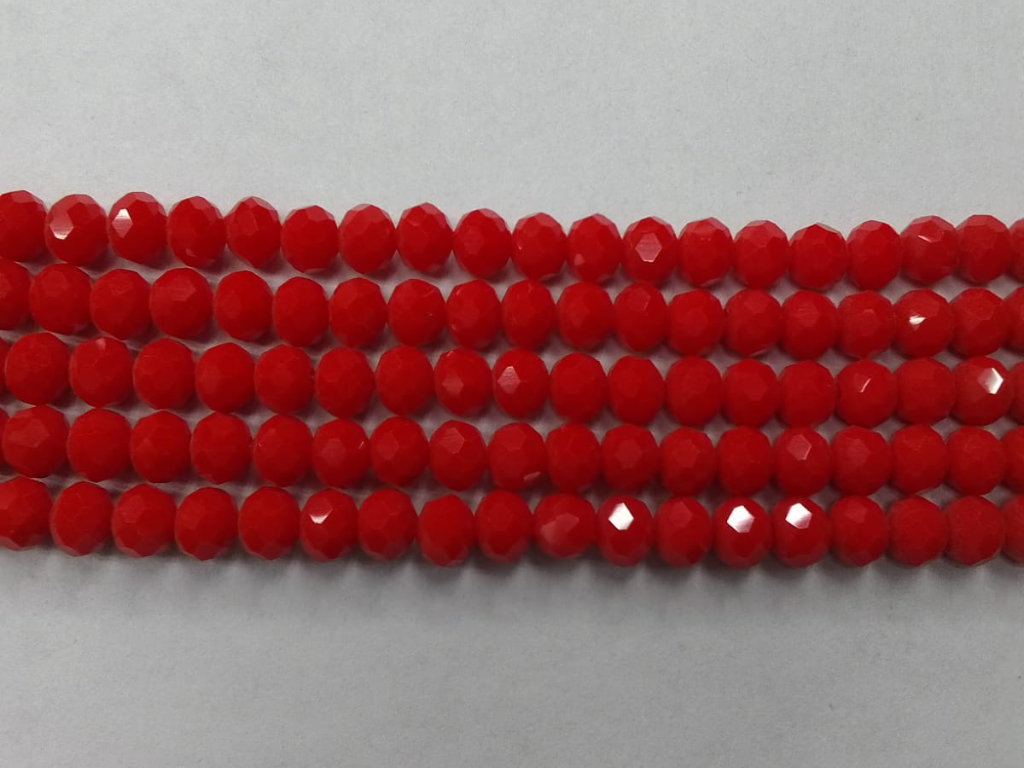 Dark Red Tyre Crystal Glass Beads- 6 mm