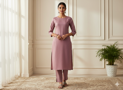 फीका बैंगनी सादा चमकीला सूती कपड़ा (थोक)