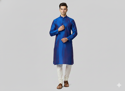 रॉयल ब्लू प्लेन बैंगलोर रॉ सिल्क फैब्रिक