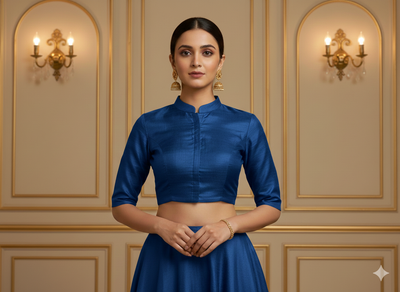 रॉयल ब्लू प्लेन बैंगलोर रॉ सिल्क फैब्रिक