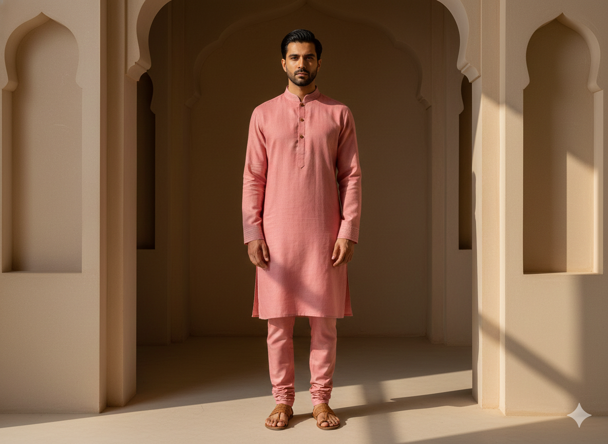 हल्का लाल सादा सूती लिनन कपड़ा