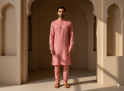 हल्का लाल सादा सूती लिनन कपड़ा