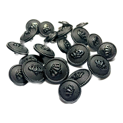 Black Crown Circular Metal Buttons