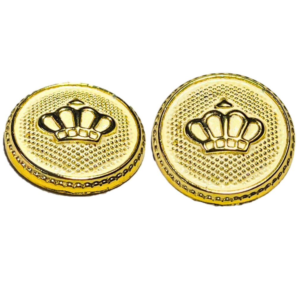 White & Golden King’s & Queen’s Favourite Crown Design Round Shank Plastic Button White and Golden Colour for Coat, Suit, Blazer, Sherwani, Nehru Jacket and for all Types of Clothes
