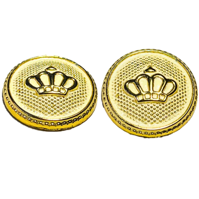 White & Golden King’s & Queen’s Favourite Crown Design Round Shank Plastic Button White and Golden Colour for Coat, Suit, Blazer, Sherwani, Nehru Jacket and for all Types of Clothes