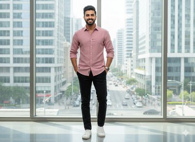 हल्का लाल सादा सूती लिनन कपड़ा