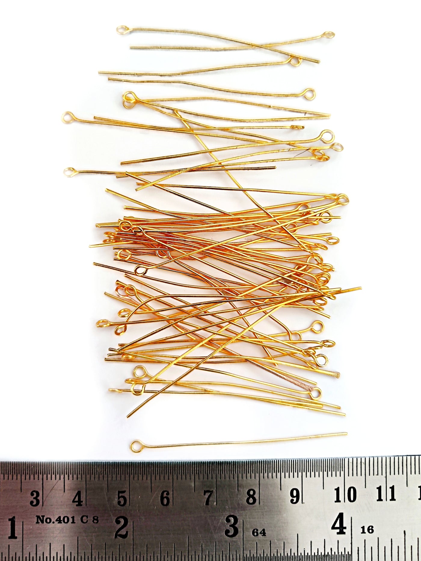 Golden Anti Tarnish Eye pin Brass Metal Pins 50 mm