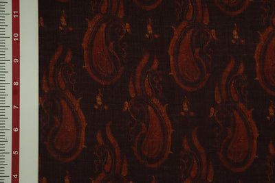 Rust Brown Paisley Printed Soft Wool Fabric