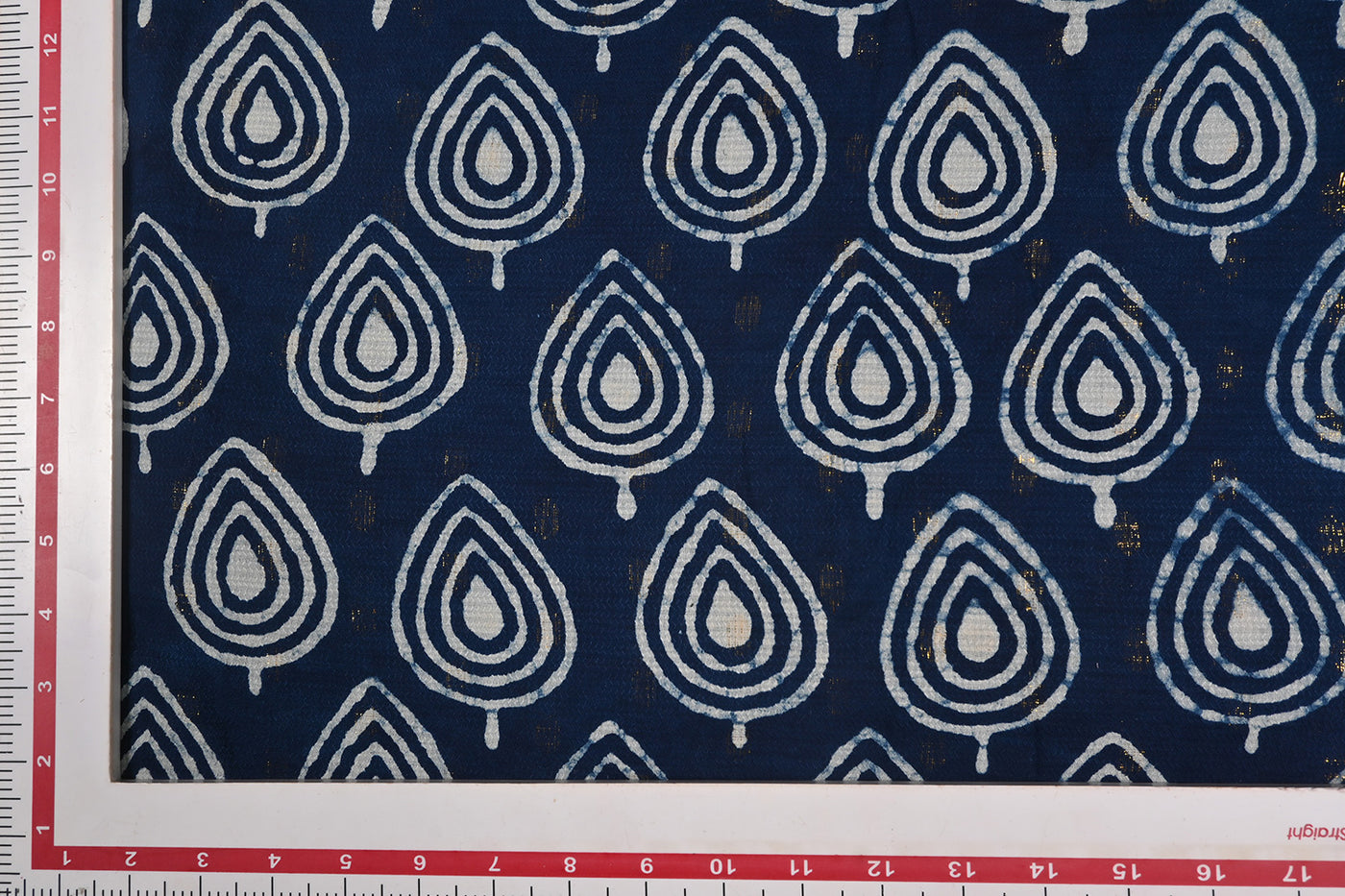 Blue & White Motifs Cotton Lurex Buta Fabric