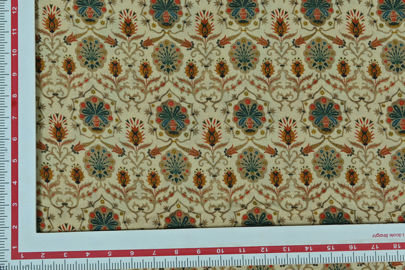 Cream Traditional Printed Wool Fabric