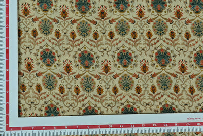 Cream Traditional Printed Wool Fabric