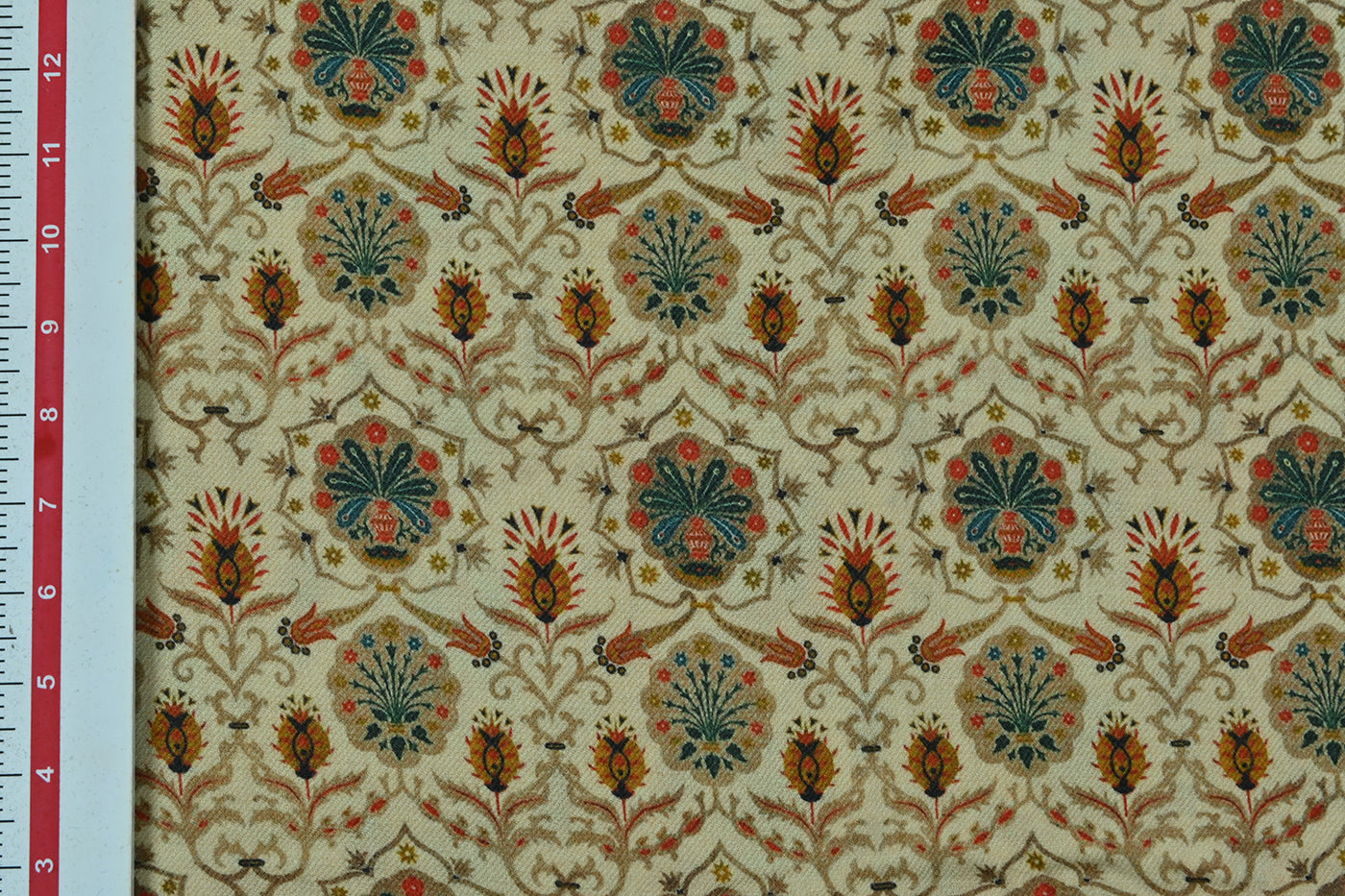 Cream Traditional Printed Wool Fabric