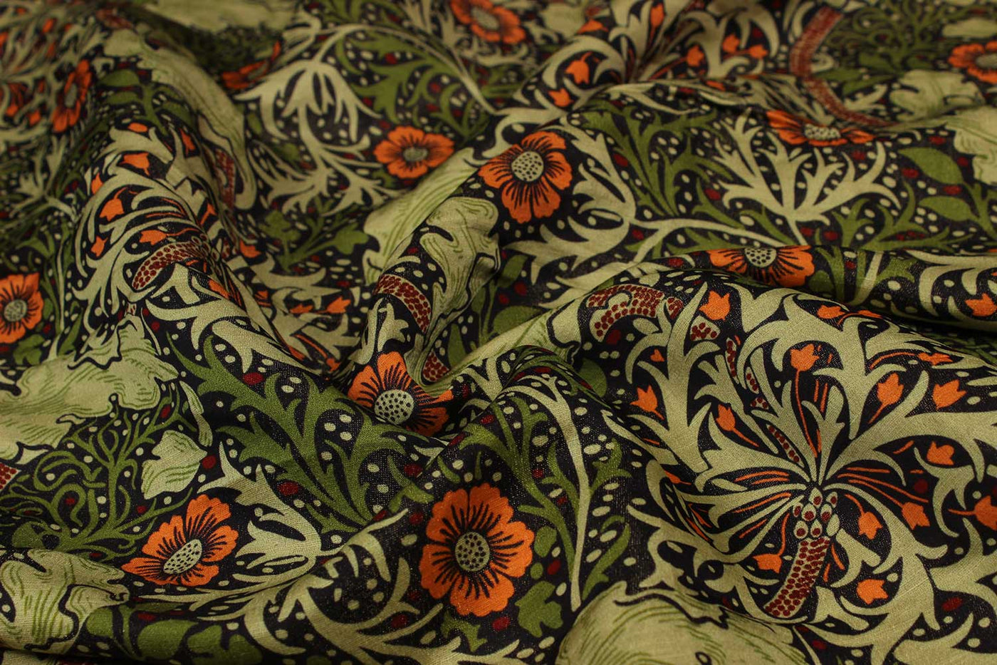 Multicolor Floral Linen Viscose Fabric