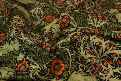 Multicolor Floral Linen Viscose Fabric