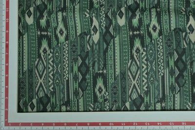 Sage Green & Black Traditional Printed Wool Fabric