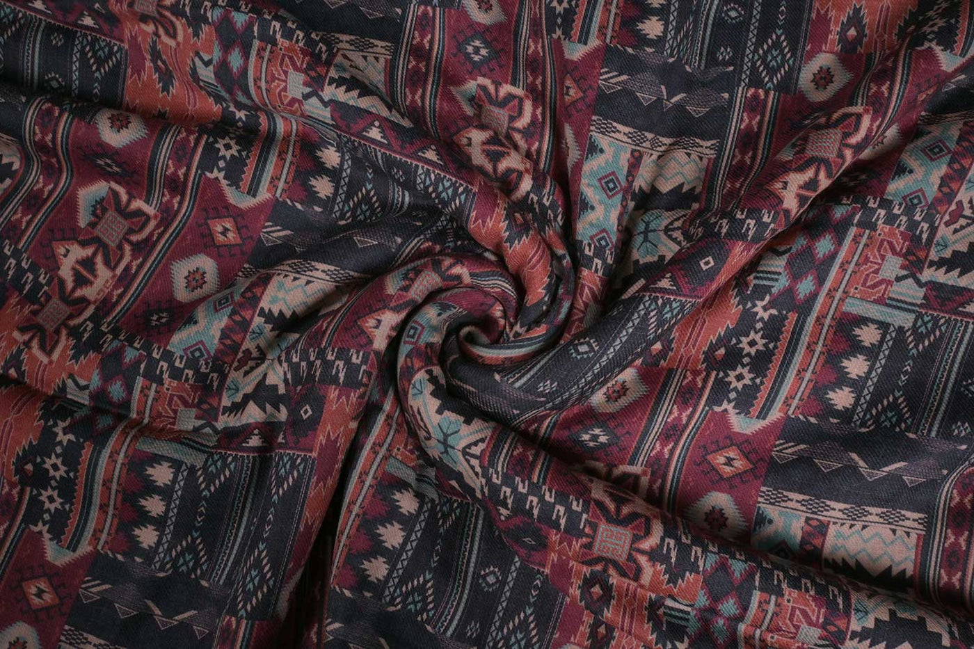 Multicolor Traditional Printed Wool Fabric