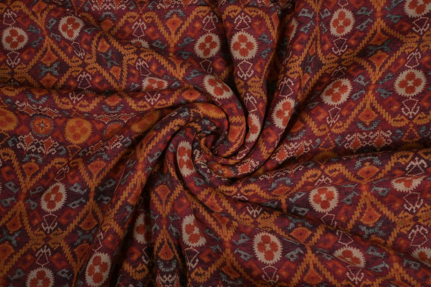 Multicolor Traditional Printed Wool Fabric