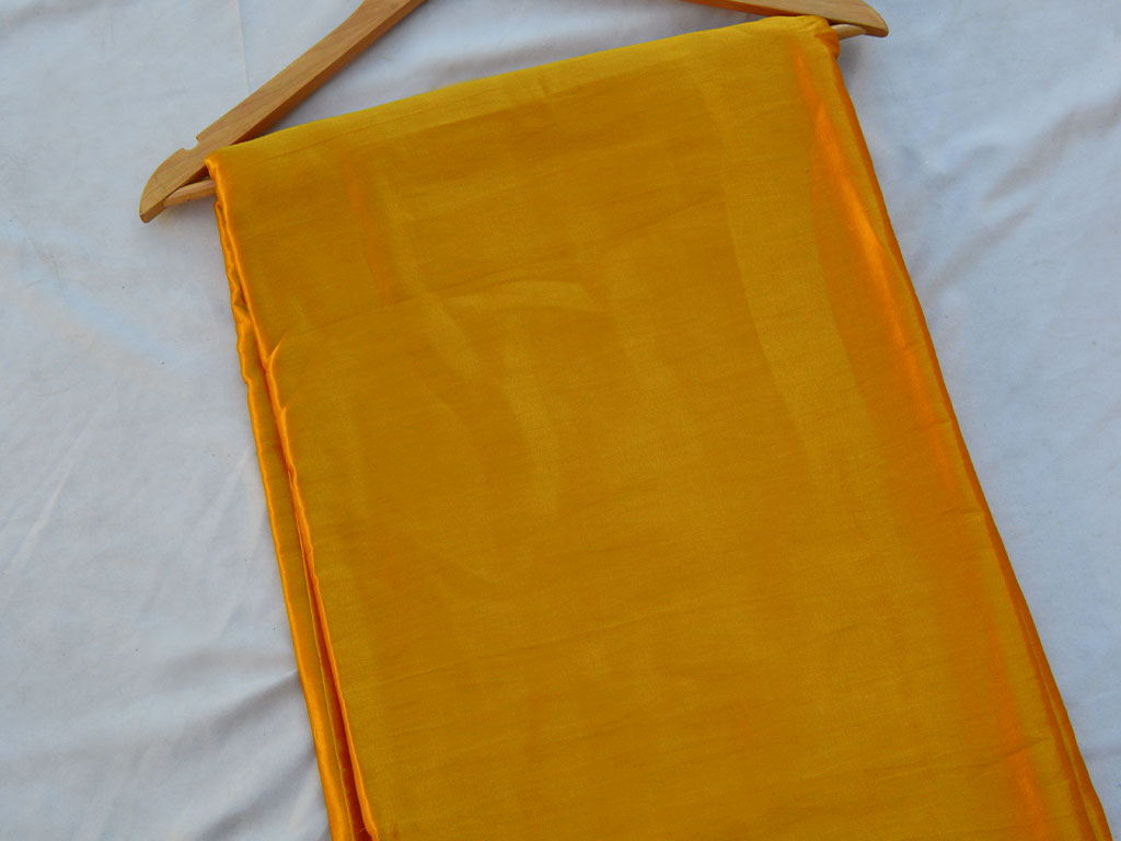 Mustard Golden Plain Pure Viscose Gaji Silk Fabric (Wholesale)