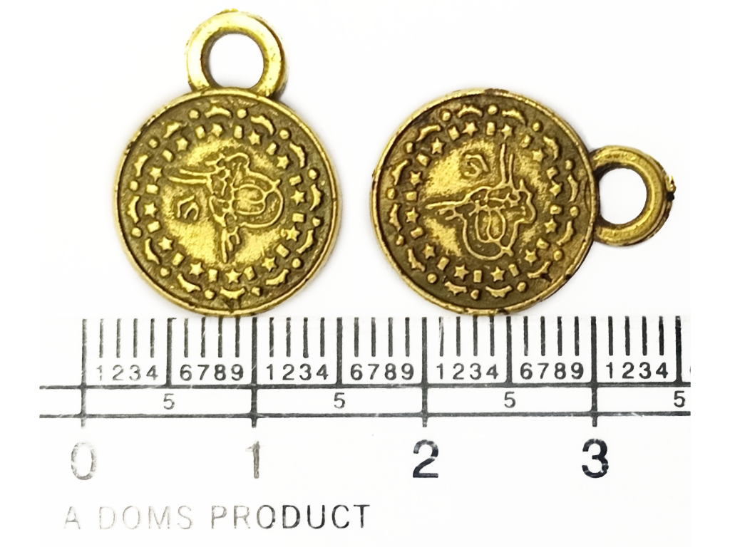 Golden Coin Zinc Metal Charms