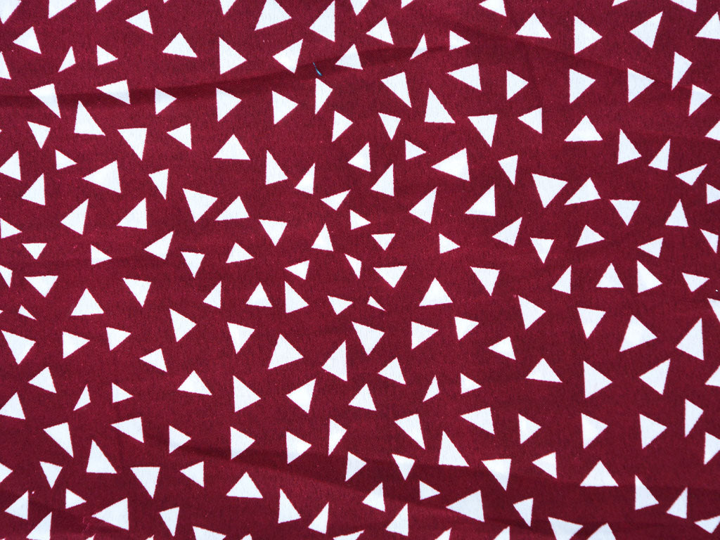 Ruby Red & White Geometric Digital Printed Premium Butter Crepe Fabric