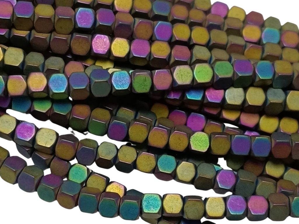 Multicolour Cubic Haemetite Metal Beads