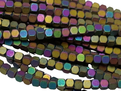 Multicolour Cubic Haemetite Metal Beads