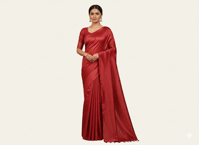 Persian Red Plain Bangalore Raw Silk Fabric  (Wholesale)