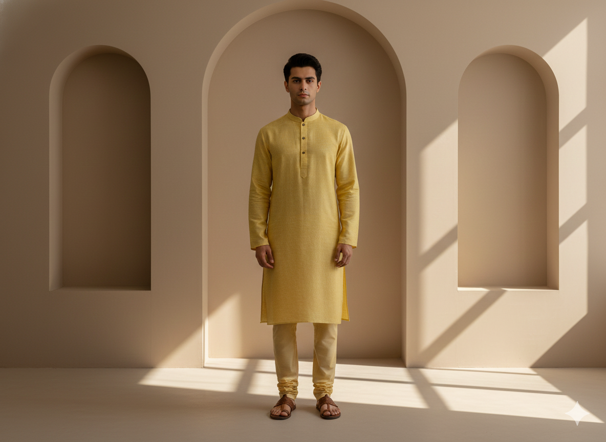 अदरक पीला सादा सूती लिनन कपड़ा