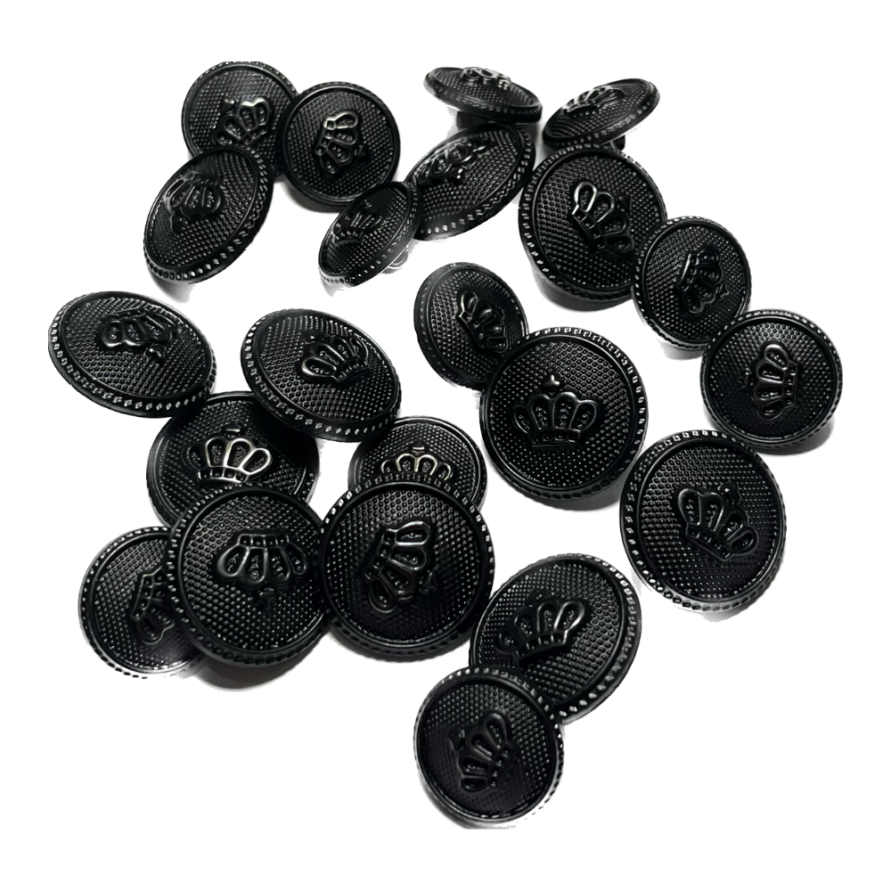 Black Crown Circular Metal Buttons