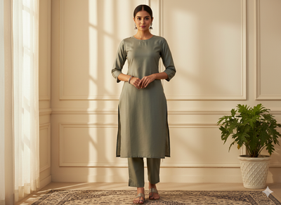 गहरा जैतून हरा सादा ग्लेज्ड कॉटन कपड़ा (थोक)