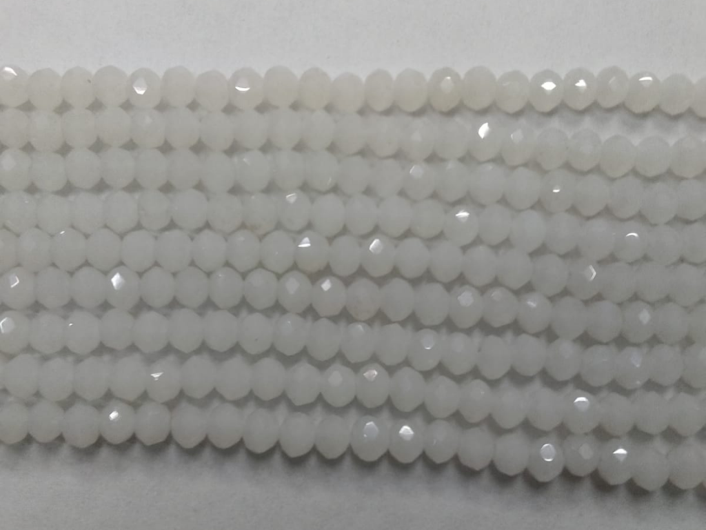 Shiny White Tyre Crystal Glass Beads