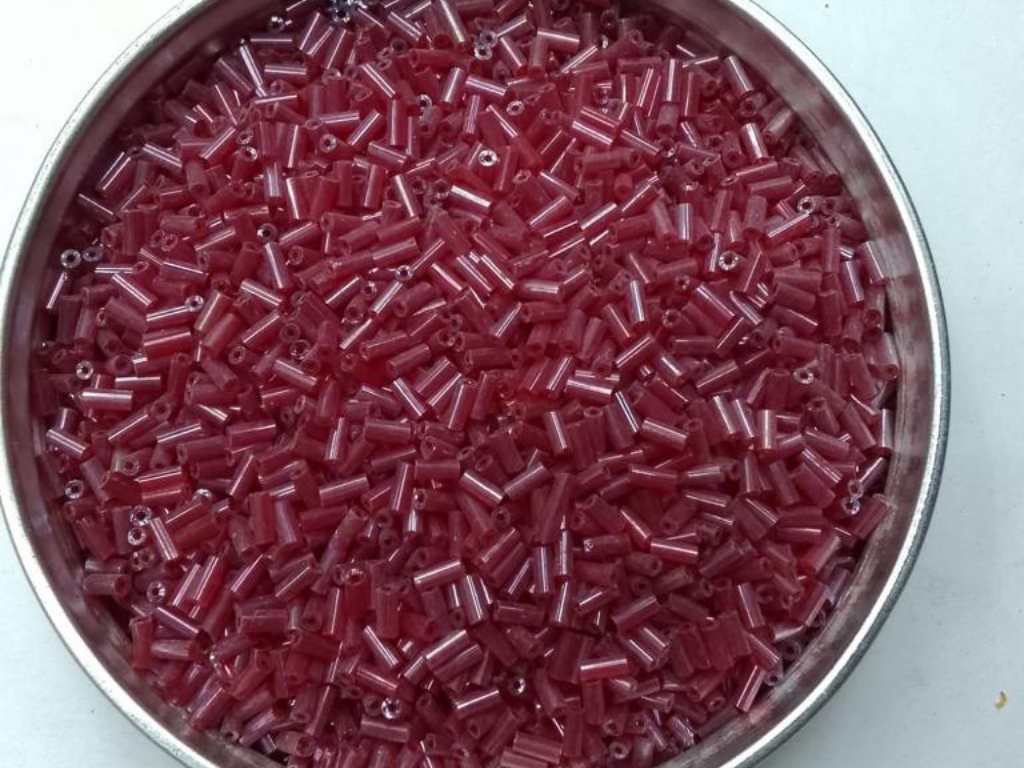 Light Red Pipe Glass Seed Beads- 4.5 mm