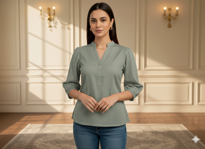 गहरा जैतून हरा सादा ग्लेज्ड कॉटन कपड़ा (थोक)