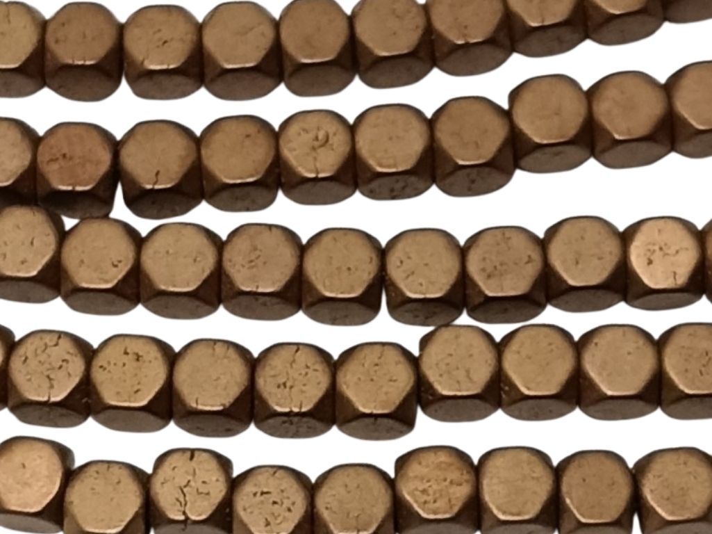 Matte Brown Cubic Haemetite Metal Beads