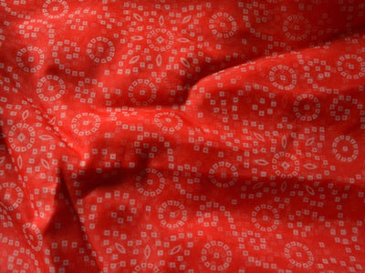 Red Blue Bandhani Digital Printed Liquid Organza Fabric