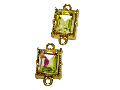Green Glass Stone Charms with Double Hole