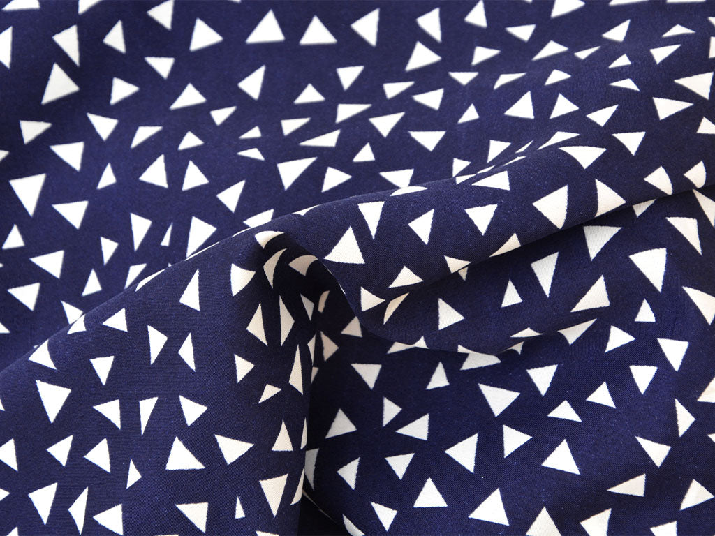 Navy Blue Geometric Digital Printed Premium Butter Crepe Fabric