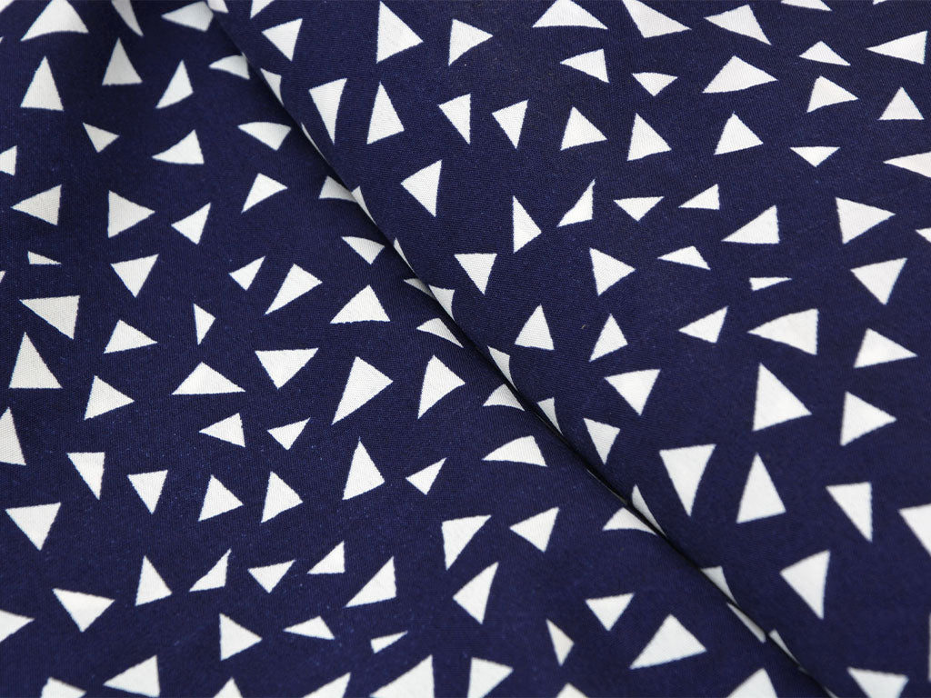 Navy Blue Geometric Digital Printed Premium Butter Crepe Fabric