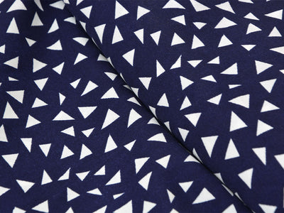 Navy Blue Geometric Digital Printed Premium Butter Crepe Fabric