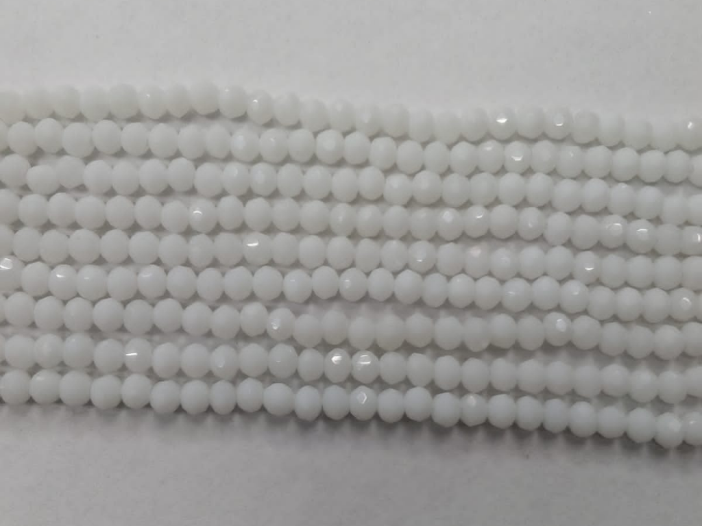 White Shiny Opaque Tyre Crystal Glass Beads (Wholesale