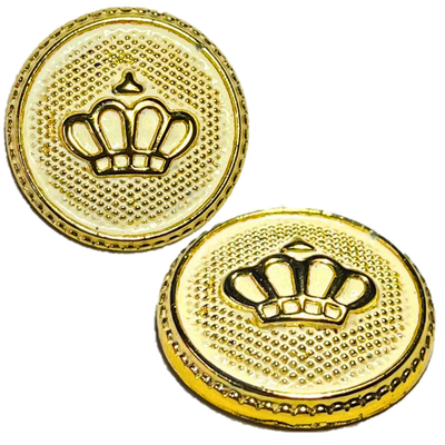 White & Golden King’s & Queen’s Favourite Crown Design Round Shank Plastic Button White and Golden Colour for Coat, Suit, Blazer, Sherwani, Nehru Jacket and for all Types of Clothes