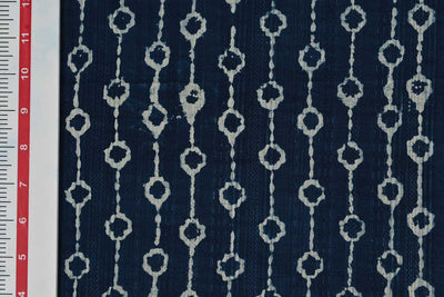 Indigo Blue Stripes Cotton Dobby Printed Fabric