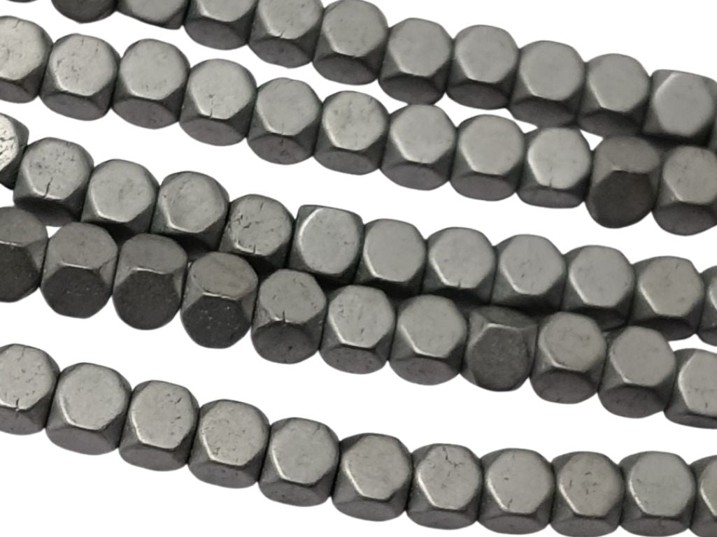 Matte Silver Cubic Haemetite Metal Beads