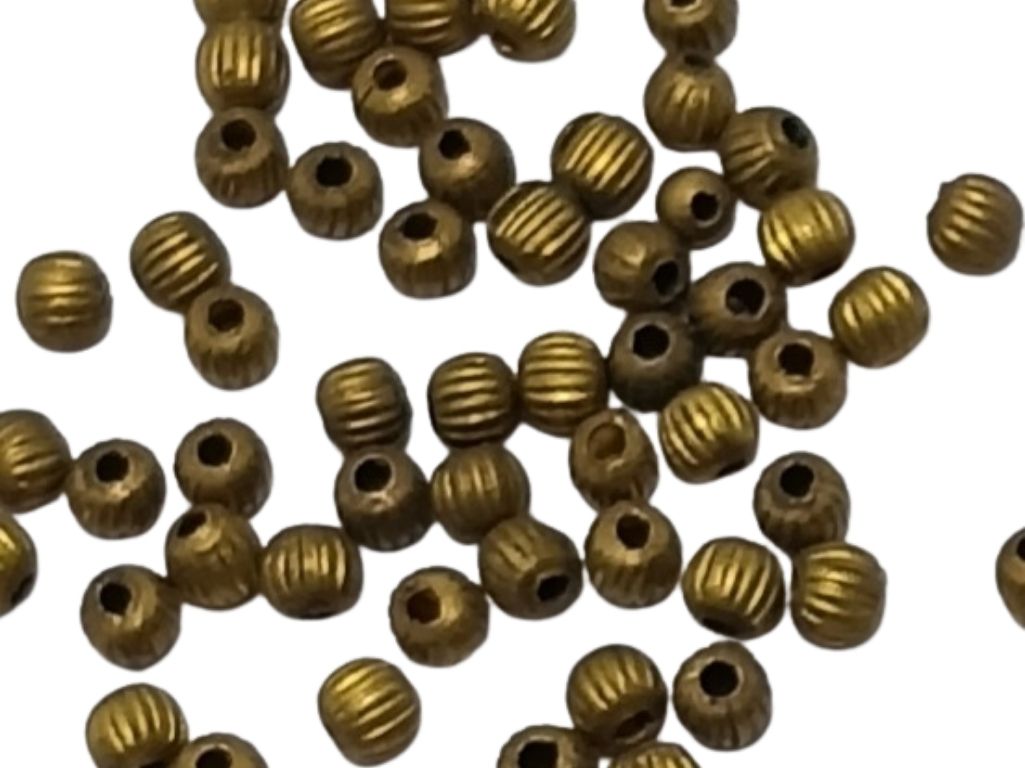 Antique Golden Zari Pumpkin Shaped Metal Beads