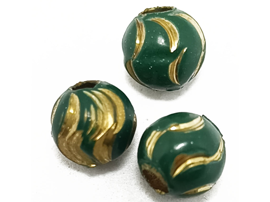 Forest Green & Golden Zari Acrylic Beads