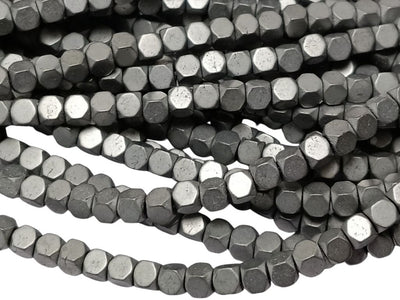 Matte Silver Cubic Haemetite Metal Beads